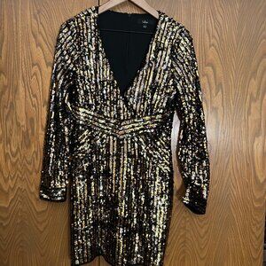 Lulu's gold and black sequin dress bodycon